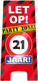 waarschuwingsbord 21 jaar 58 x 26 cm karton rood