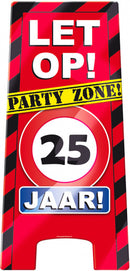 waarschuwingsbord 25 jaar 58 x 26 cm karton rood