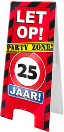 waarschuwingsbord 25 jaar 58 x 26 cm karton rood
