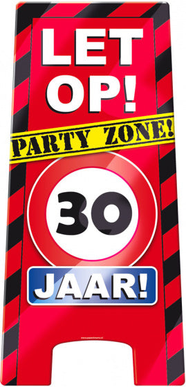 waarschuwingsbord 30 jaar 58 x 26 cm karton rood