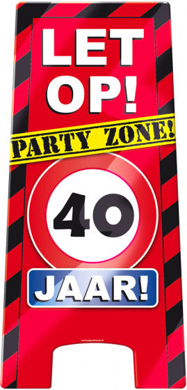 waarschuwingsbord 40 jaar 58 x 26 cm karton rood