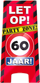 waarschuwingsbord 60 jaar 58 x 26 cm karton rood