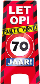 waarschuwingsbord 70 jaar 58 x 26 cm karton rood