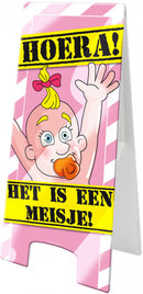 waarschuwingsbord geboorte meisje 58 x 26 cm