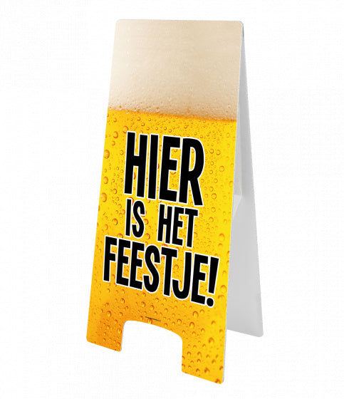waarschuwingsbord hier is het feestje 58 x 26 cm