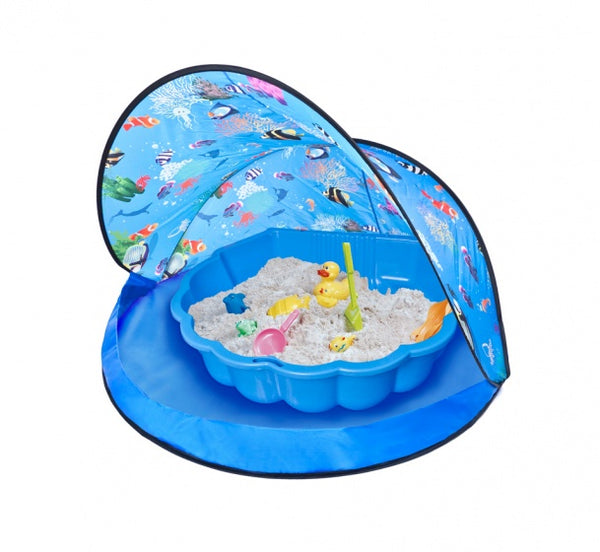 zandbak met speeltent 120 x 80 cm blauw