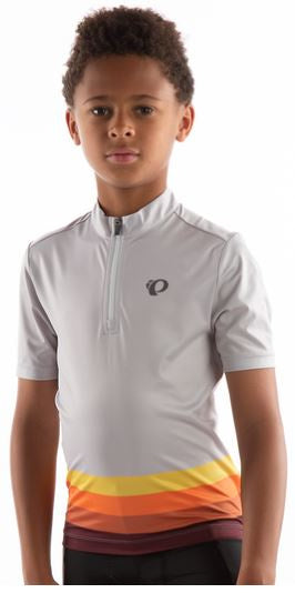 fietsshirt Quest junior polyester wit/oranje maat M