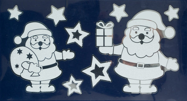 sticker kerstmannen 24 x 44,5 cm PVC wit/zilver