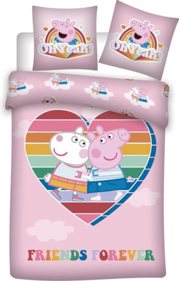 dekbedovertrek Hart Peppa Pig 200 cm polyester roze