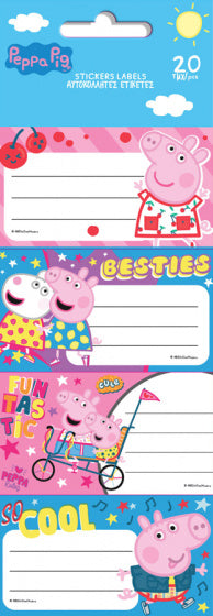 etiketten junior papier roze/blauw 20 stuks