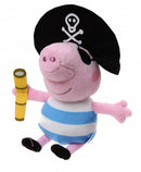 knuffel Peppa Pig piraat roze/blauw/wit 17 cm