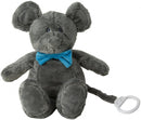 muzikale knuffel muis 28 cm donkergrijs/blauw