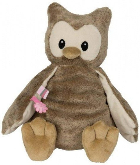 knuffel uil polyester 28 cm bruin/roze