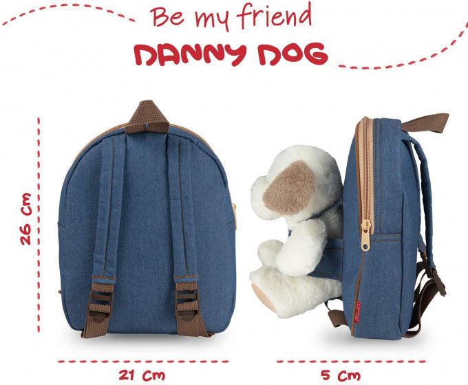 Backpack denim Danny Dog 2,7 liter 26 cm blauw/bruin