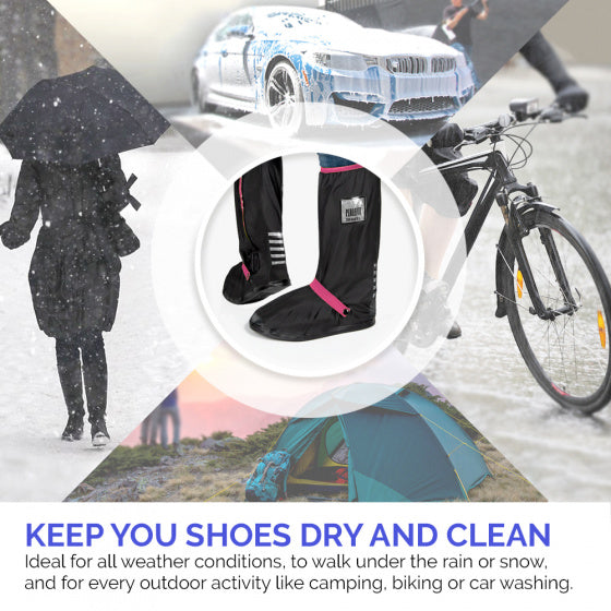 overschoenen Drip Drop polyester zwart/roze maat M