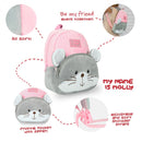 rugzak muis 2,7 liter 28 cm polyester grijs/wit/roze