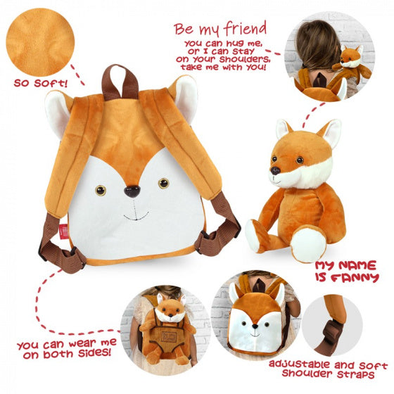 rugzak vos 2,7 liter 26 cm polyester oranje/bruin