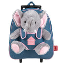 Trolley backpack denim Allie Elephant 10 liter blauw/roze