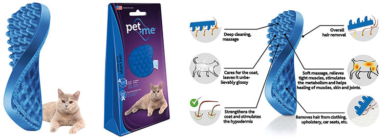 PET+ME KAT BORSTEL KORT HAAR BLAUW