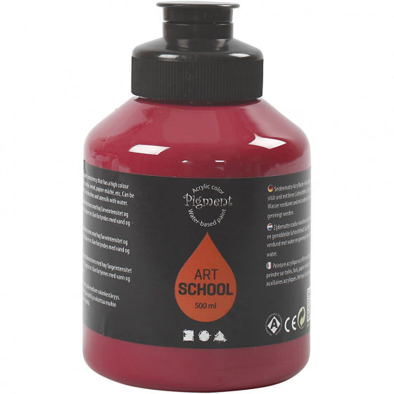 Acrylverf donkerrood 500 ml