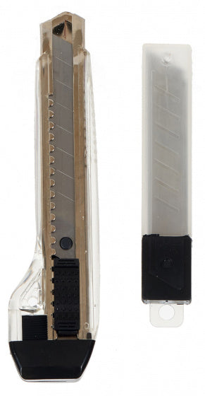 afbreekmesje 21 cm x 9 mm zwart/zilver 2-delig