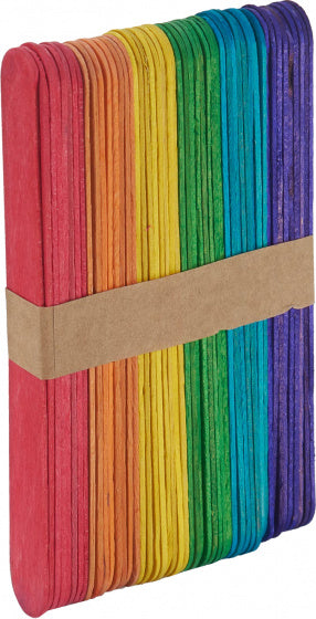 decoratiespatels 15 x 1,6 cm rood/geel/blauw 50 stuks