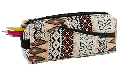 etui 2-vaks 4 x 20,5 x 11 cm polyester bruin/zwart