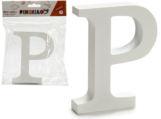 hobbyletter P junior 2 x 11 cm hout wit