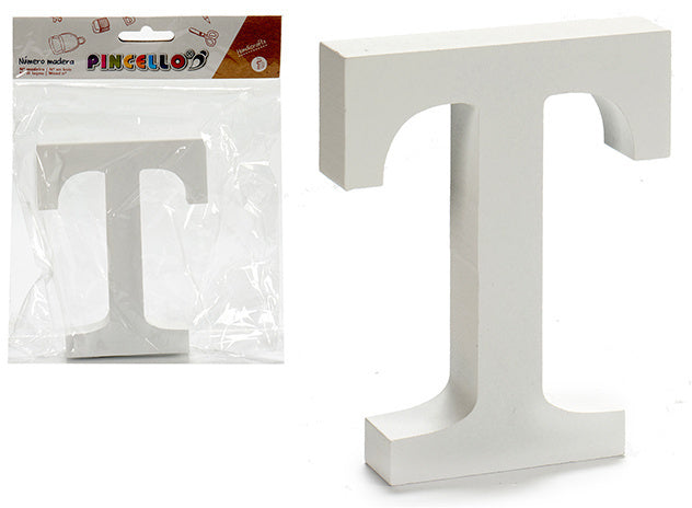 hobbyletter T junior 2 x 11 cm hout wit