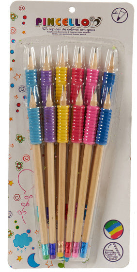 kleurpotloden 6 kleuren junior 18 cm hout 12-delig