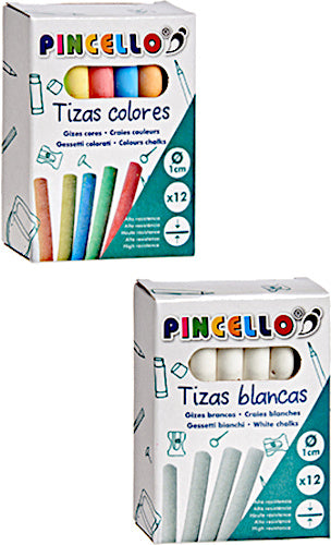 krijtjes junior 1 cm wit/rood/geel/blauw/groen 24 stuks