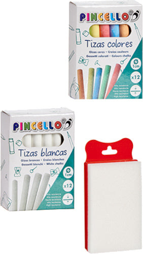 krijtjes wisser junior 1 cm wit/rood rubber 25-delig