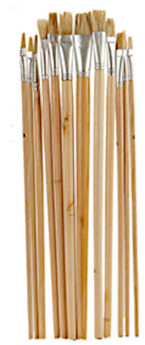 kwasten plat hout naturel 12-delig