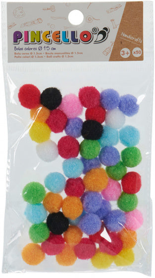 pompoms 1,5 cm textiel 50 stuks