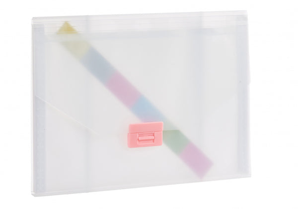 portfoliomap 25 x 32,5 cm A4 transparant/roze 2-delig