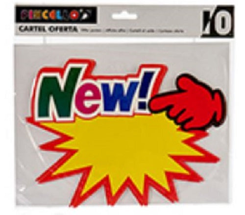 promotiestickers New 26,5 x 25 cm papier geel 10 stuks