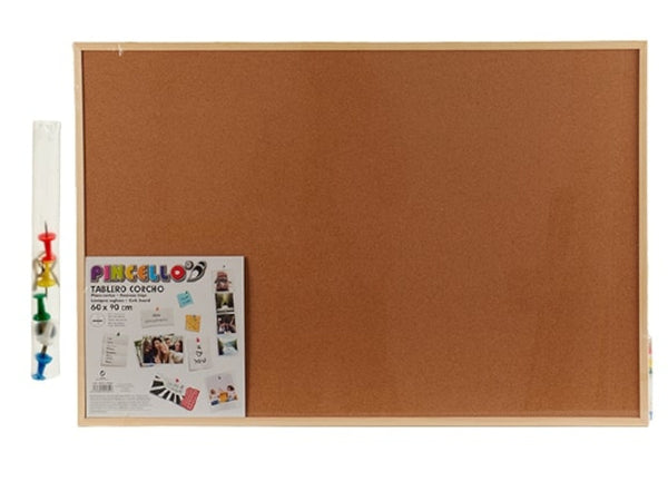 prikbord junior 60 x 90 cm kurk/hout bruin