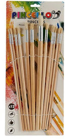 kwasten rond hout naturel 12-delig