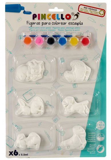 schilderset dieren junior 6 cm gips wit 13-delig