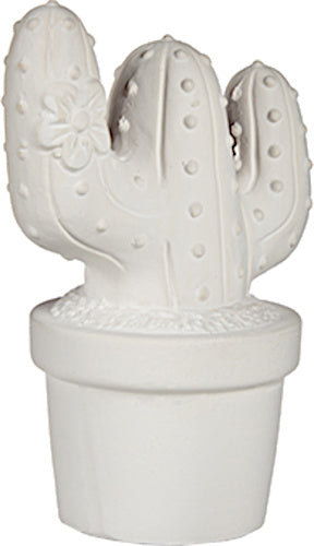 schilderspaarpot Cactus 16,5 cm keramiek wit 8-delig