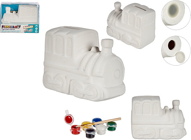 schilderspaarpot Trein 13 x 9,5 cm keramiek wit 8-delig