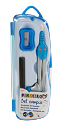 schrijfset junior staal/hout blauw 3-delig