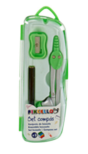 schrijfset junior staal/hout groen 3-delig