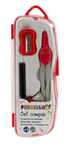 schrijfset junior staal/hout rood 3-delig