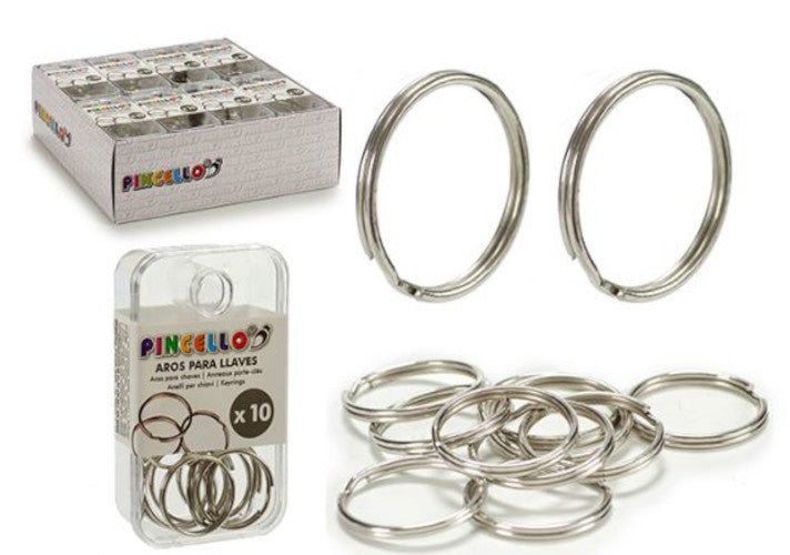 sleutelringen staal zilver 10 stuks