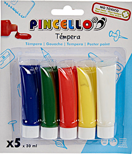 temperaverf junior 150 ml blauw/rood/geel 5 stuks