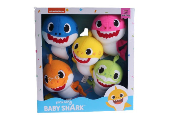 knuffelset Baby Shark Family 15 cm pluche 5-delig