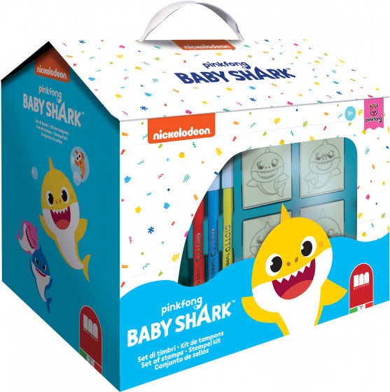 stempelset Baby Shark junior hout/rubber 20-delig