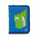 etui met pixels dinosaurus 19 cm blauw