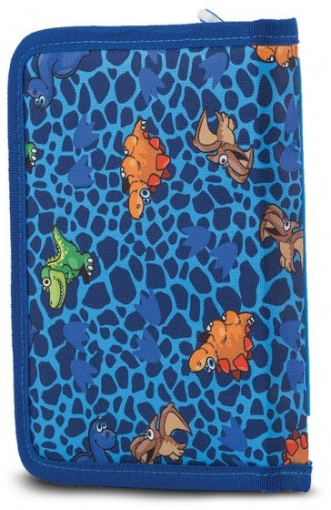 etui met pixels dinosaurus 19 cm blauw